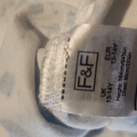 F&F White Surf Waikiki Beach Tee with Blue Splatter Design Youth 13-14 - Picture 4 of 4